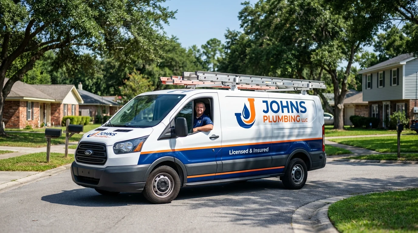 Johns Plumbing LLC service van in Mooresville, IN
